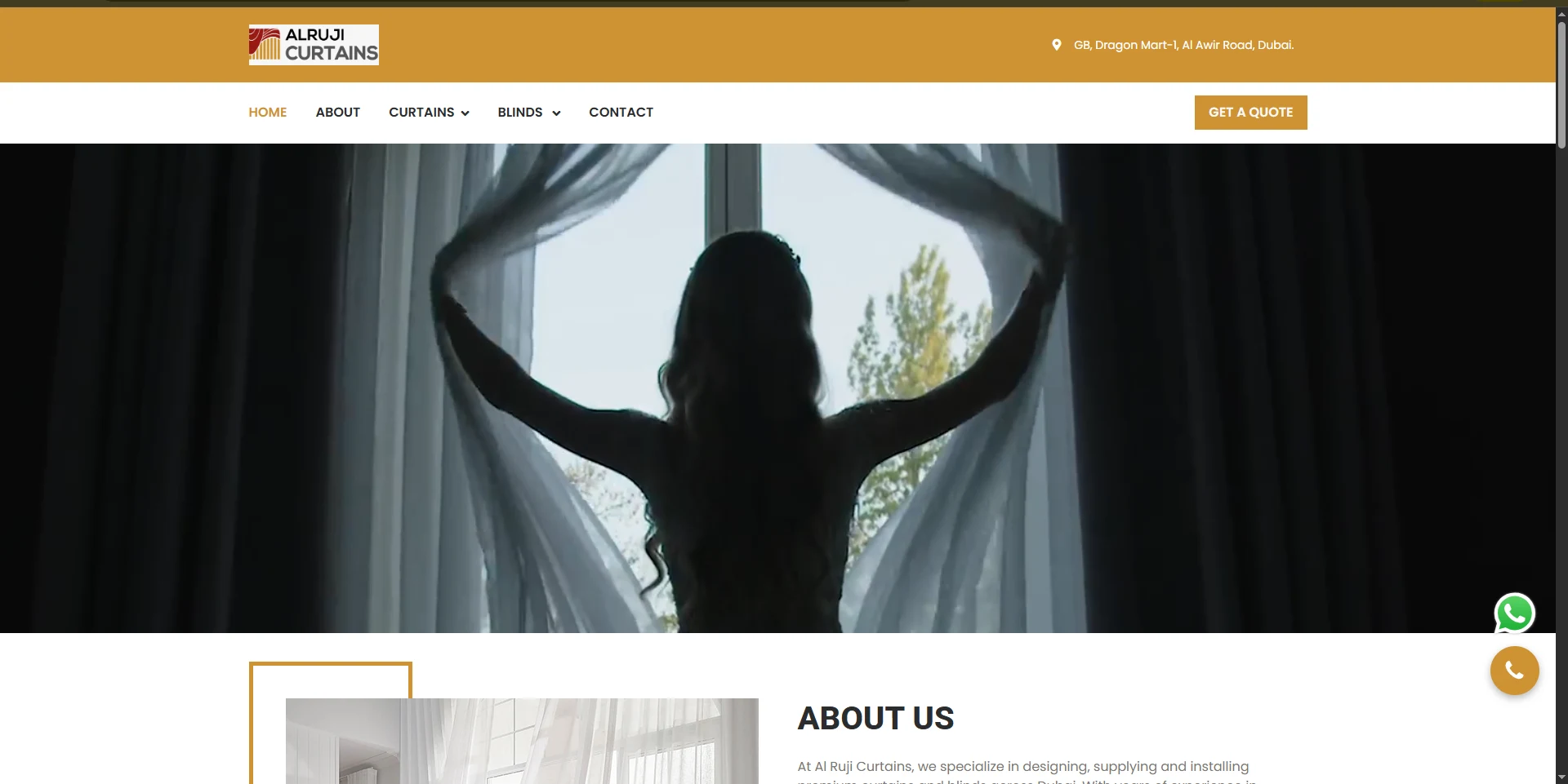 Al Ruji Curtains website developed by Volga Tigris