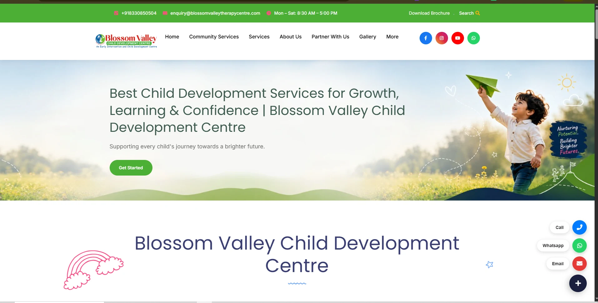 Blossom Valley Therapy Centre website developed by Volga Tigris