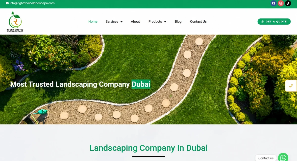 Right Choice Landscaping website developed by Volga Tigris